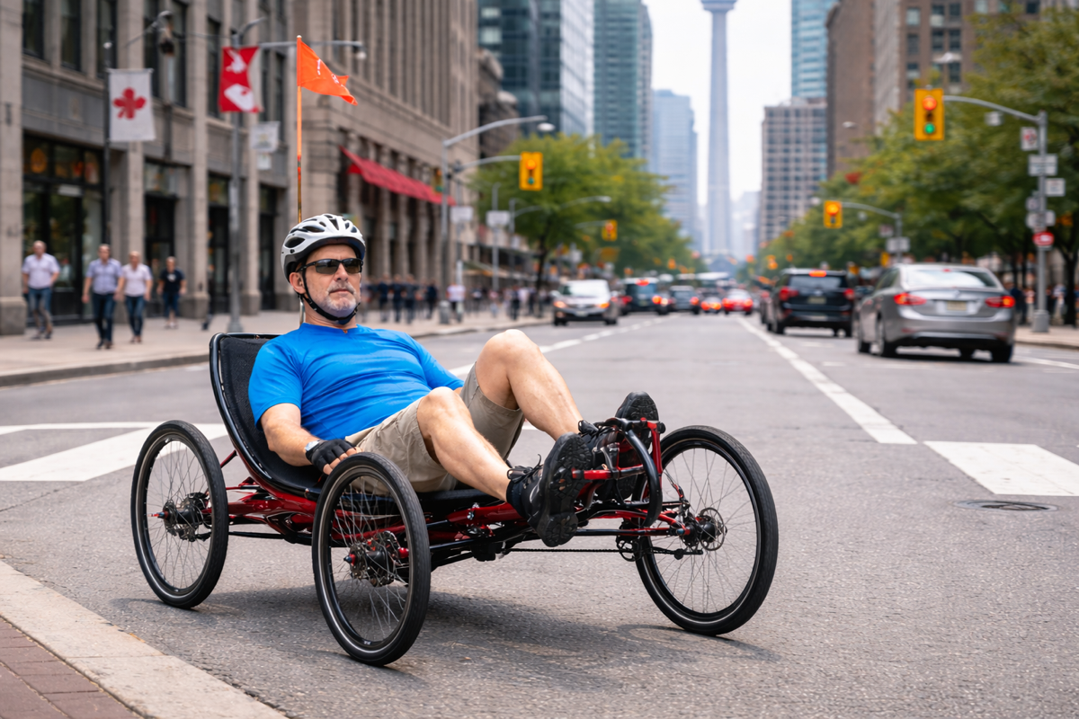 véhicule à propulsion humaine où le passager est couché dans une position décontractée